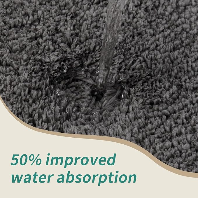 Toilet Rug 22x24 Dark Grey Non Slip Fluffy Toilet Floor Mat U Shaped Washable Bathroom Contour Rug for Toilet Absorbent Thick Toilet Carpet
