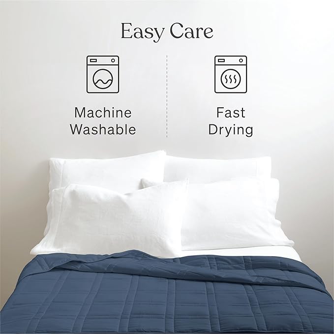 Baloo Weighted Blanket for Adults 15 lb (Navy Blue, 60"x80") | Cool & 100% Cotton | Machine Washable & Dryer Safe | Glass Microbead Fill