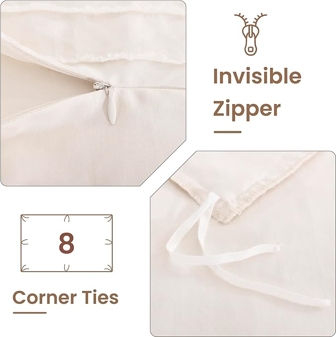 NEXHOME PRO California King Duvet Cover, Light Khaki 3 Pieces Boho Tufted Duvet Cover Set, Soft and Lightweight Microfiber Comforter Cover Set (Light Khaki Cal King, 104 x 98)-No Comforter