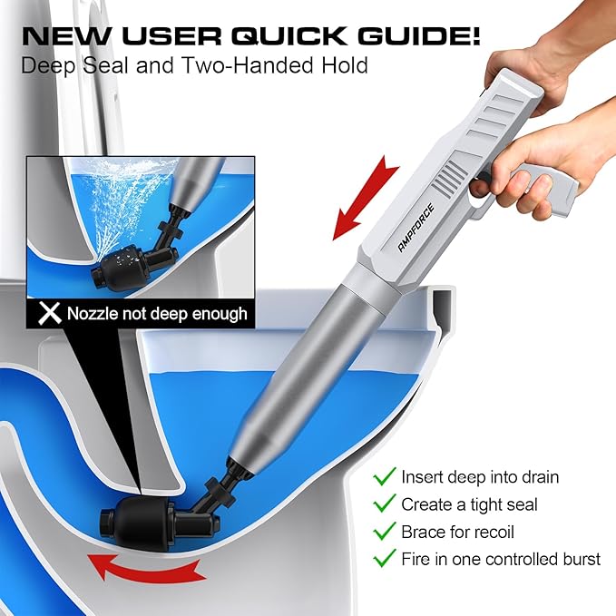 ‌Electric Toilet Plunger for Bathroom, High-Pressure Air Plunger, Heavy-Duty Clog Remover for Toilets, Toilet Drain Unclogger(White)