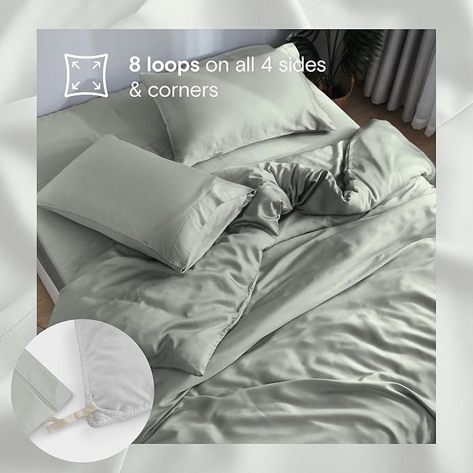 DOZ Duvet Cover Set, 100% Viscose derived from Bamboo, Organically Grown, Buttery Soft, Cooling Duvet Covers, High GSM, 1 Duvet Cover and 2 Pillowcases, 90"x90" (Sage, Full/Queen)