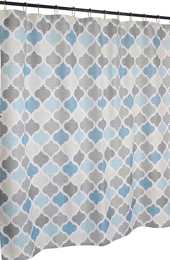 VCNY Home Universal Bathroom Fabric Shower Curtain for Men or Women: Muted Tones of Blue and Grey (Conrad Multi)