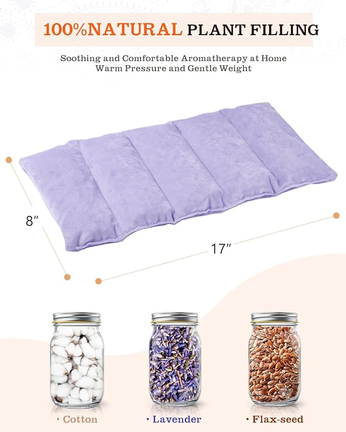 Small Microwave Heating Pad for Neck and Shoulder, Microwavable Versatile Cold/Heated Muscle Ache, Soothing Fatigue Wrap for Back Pain and More, Moist Heat Pad Warm Compress (8x17 inch)