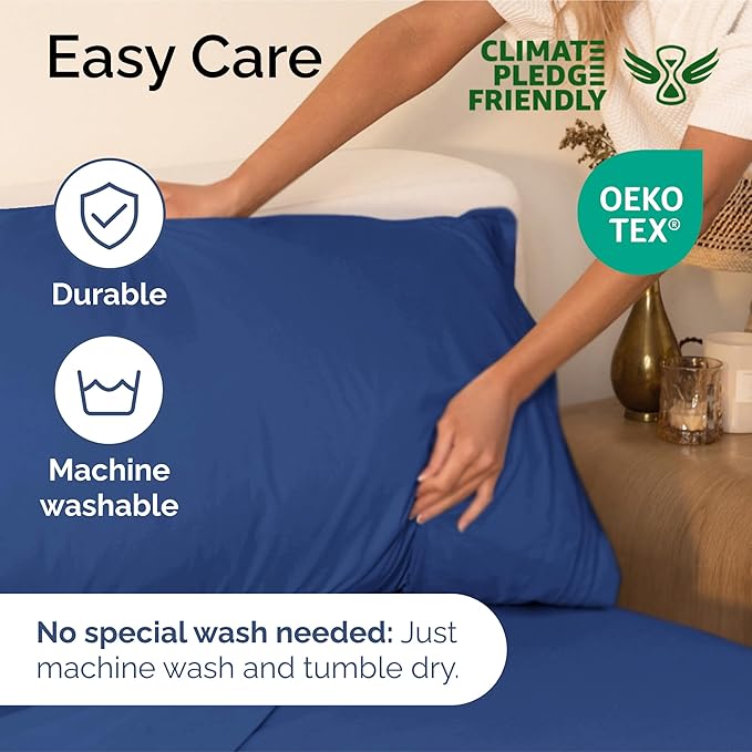 King Size 4 Piece Sheet Set - Extra Soft, Breathable & Cooling Sheets - Hotel Luxury Durable Bed Sheets for Women & Men - Deep Pockets, Easy-Fit & Wrinkle-Free Sheets - Cobalt Blue Oeko-Tex Bed Sheets