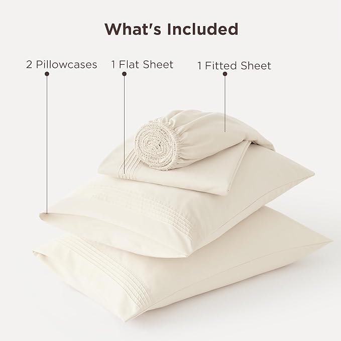 Bedsure Deep Pocket King Sheet Set - Fits Mattresses Up to 21 Inches Thick - 4 Piece GentleSoft Bed Sheets, Moisture Wicking, Soft & Cooling Bedsheet & Pillowcases, Easy & Secure Fit, Ivory