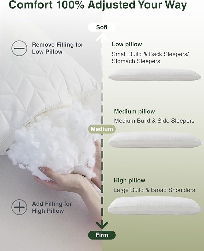 ZonLi Memory Foam Body Pillow for Adults, 20x54 Long Body Pillow with Sage Green Bamboo Pillowcase, Adjustable Firm Full Pillow for Side Sleepers & Pregnancy