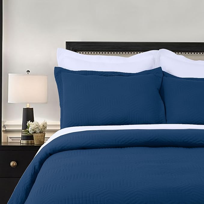 Threadmill Luxury Cotton Blankets for Twin Size Bed | All-Season 100% Cotton Twin Blanket for Bed | Aster Jacquard Lightweight, Soft & Cozy Coverlet, 350GSM, 68 x90 inches | Folkstone Blue