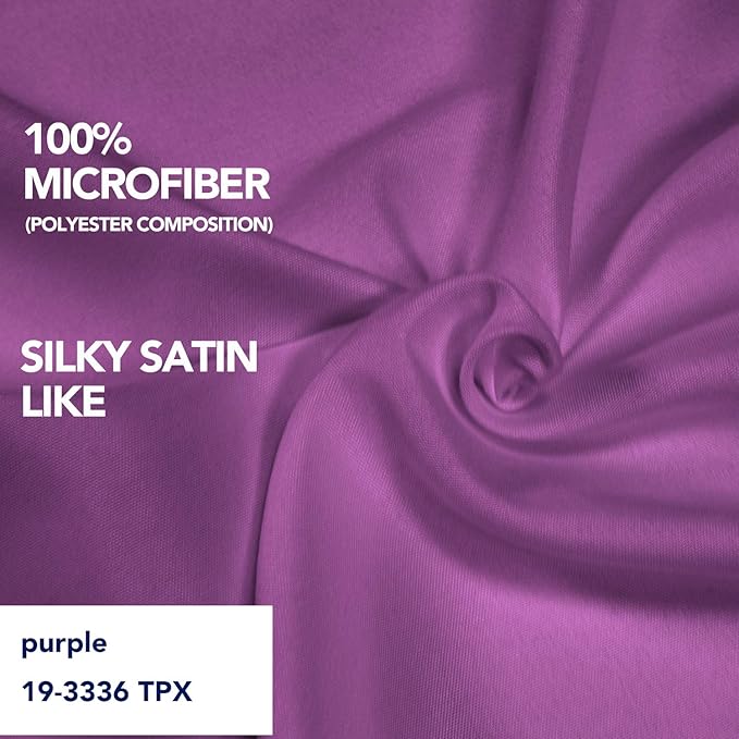 PureFit Wrap Around Ruffled Bed Skirt with Adjustable Elastic Belt - 14 Inch Drop Easy to Put On, Wrinkle Free Bedskirt Dust Ruffles, Bed Frame Cover for Queen, King and C-King Size Beds, Purple