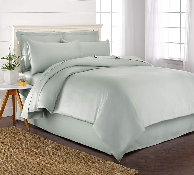 Twin Duvet Cover by Pure Bamboo, 2 Piece Set, Genuine 100% Organic Viscose Derived from Bamboo, Luxuriously Soft and Cooling, 1 Pillowcase (Twin, Sea Glass)