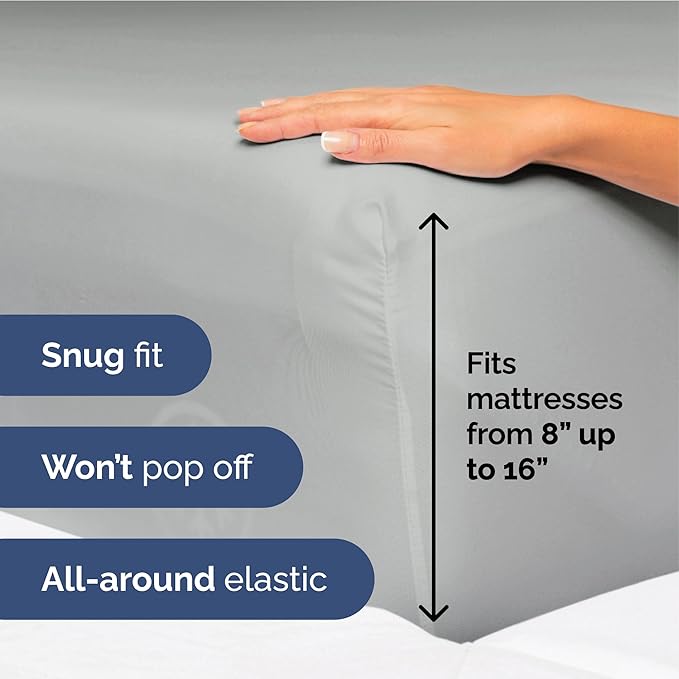 Twin XL Size 3 Piece Sheet Set - Extra Soft, Breathable & Cooling Sheets - Hotel Luxury Bed Sheets for Women & Men - Deep Pockets, Easy-Fit & Wrinkle-Free Sheets - Light Slate Grey Oeko-Tex Bed Sheets