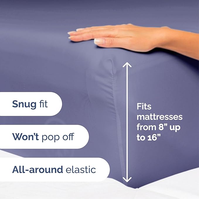 Cal King Size 4 Piece Sheet Set - Extra Soft, Breathable & Cooling Sheets - Hotel Luxury Bed Sheets for Women & Men - Deep Pockets, Easy-Fit & Wrinkle-Free Sheets - Twilight Purple Oeko-Tex Bed Sheets