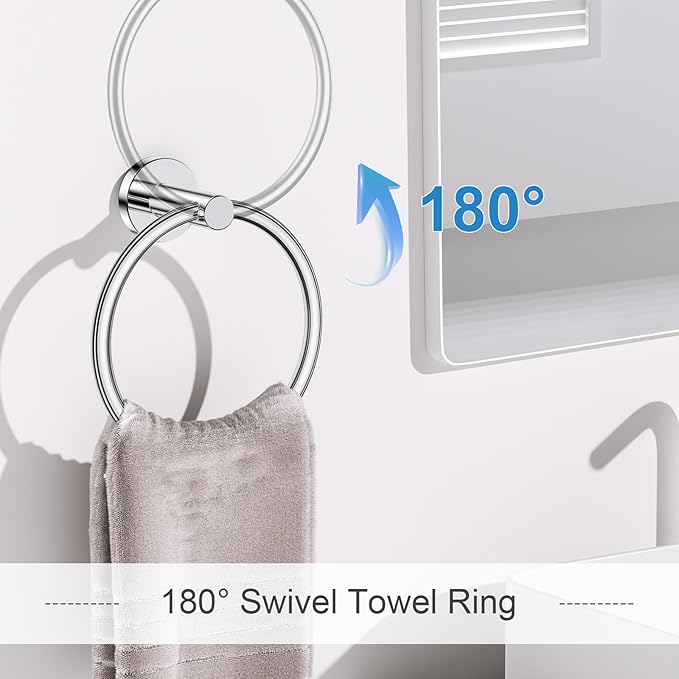 Polished Chrome Bathroom Hardware Set, 5 Pieces Chrome Towel Bar Bathroom Accessories, Upgraded Toilet Paper Holder with Shelf Set, 23.6 Inch Towel Rack Towel Holder for Bathroom Wall