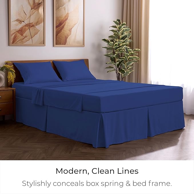 Mellanni Bed Skirt Twin Size - Bed Skirting - 15-Inch Tailored Drop Pleated Dust Ruffle - Hotel Luxury Bedding - Wrinkle, Fade, Stain Resistant - 1 Bedskirt (Twin, Royal Blue)