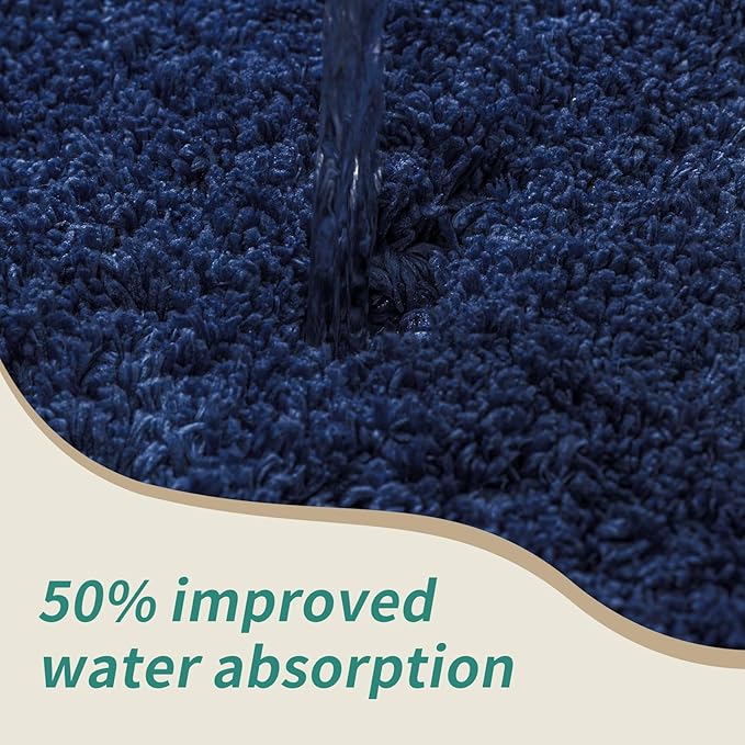 Navy Bathroom Rugs 24x36 Non Slip Fluffy Bath Mat for Bathroom Floor Washable Plush Luxury Bath Rug for Tub Soft Shaggy Absorbent Shower Sink Mat