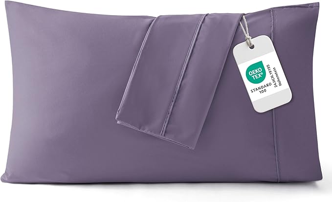 Bedsure Queen Pillow Cases Set of 2 - Grayish Purple Brushed Microfiber Pillowcase 2 Pack, Super Soft and Cozy Pillow Case Covers with Envelope Closure, Wrinkle, Fade and Stain Resistant, 20x30 Inches