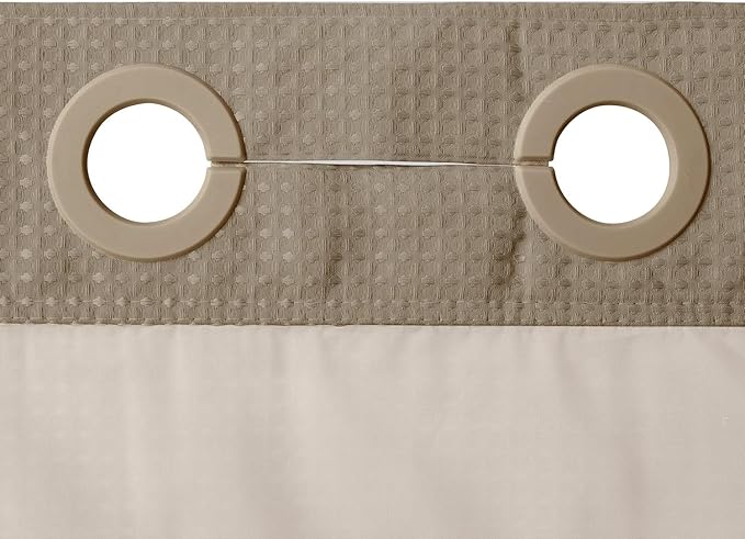 River Dream Heavyweight No Hooks Required Dotted Waffle Weave Shower Curtain with Snap in Liner - 71W x 74H,Hotel Grade,Spa Like Bath Curtain,Linen