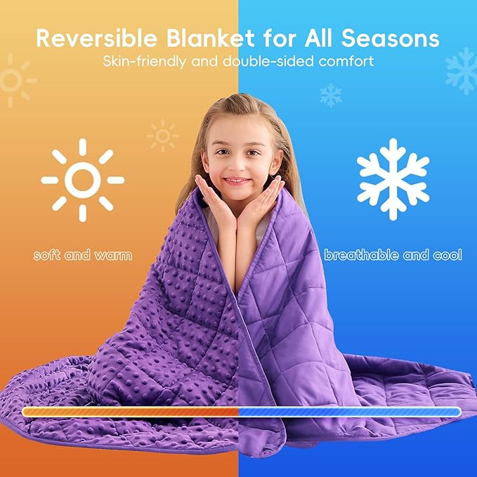 yescool Twin Size Purple Weighted Blanket for Adults 12 Pounds Cooling Weighted Heavy Blanket, Minky Throw Blankets Warm Weighted Comforter, Big Washable Thick Blankets Gift for 100-150lbs, 48 * 72in