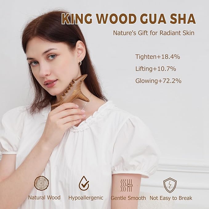 Body Gua Sha Tool Set with Rose Oil – Wood Therapy Massage Tools for Body & Face, Lymphatic Drainage Massager for Relaxation, Deep Tissue Massage & Foot Care, Self Care Gift for Women