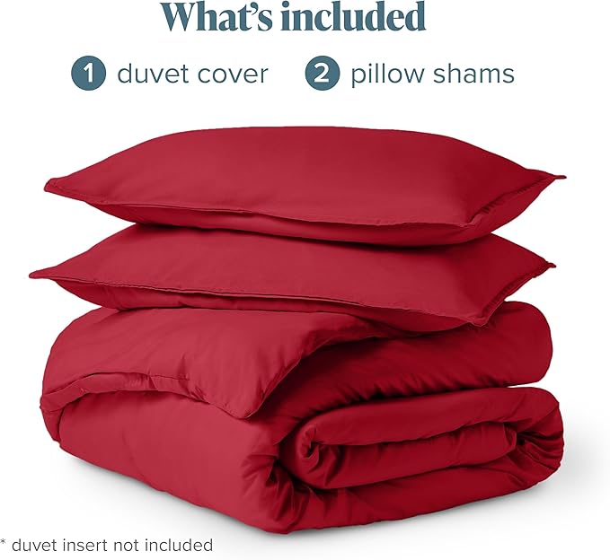 Bare Home Bedding Duvet Cover Oversized Queen Size - Premium 1800 Super Soft Collection - Lightweight, Cooling Duvet Cover - Soft Breathable Bedding (Oversized Queen, Red)