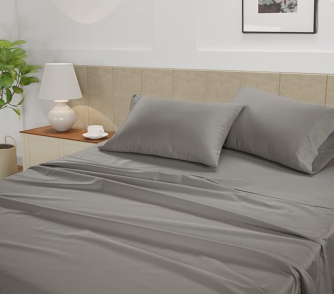 LANE LINEN Split King Sheets for Adjustable Bed – 450 Thread Count 100% Cotton, Soft & Cooling Sateen Weave, 15” Deep Pocket Fully Elasticized Fitted Sheet, Fade-Resistant Bedding, Paloma