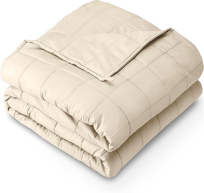Bare Home Weighted Blanket King Size 30lb (80" x 87") for Adults - All-Natural 100% Cotton - Premium Heavy Blanket Nontoxic Glass Beads (Sand, 80"x87")