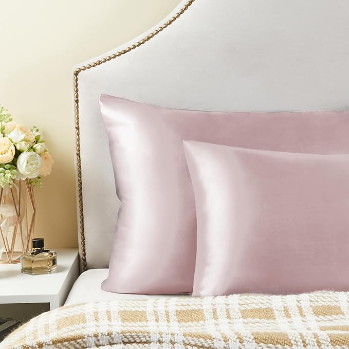 BEDELITE Satin Pillowcase for Hair and Skin, Super Soft Similar to Silk Pillow Cases 4 Pack with Envelope Closure, Cooling Pillowcases for Women Men (20"x30" Queen Size, Lotus Pink)