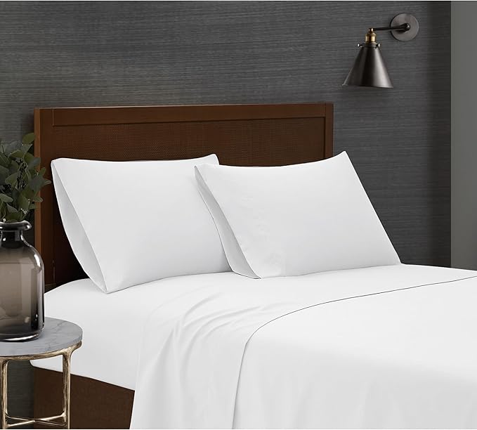 London Fog Garment Washed Solid Sheet Set White Microfiber 4-Piece Full Sheet Set, Solid Themed, Deep Pocket, Adult and Teen, Oeko-TEX Certified