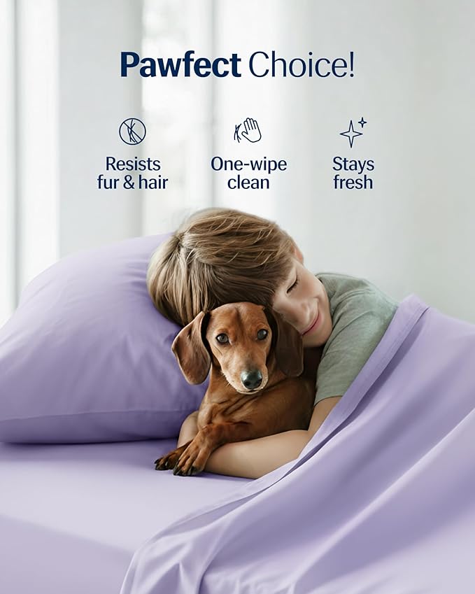 REST® Evercool®+ Starter Sheet Set, CaliKing, Lavender, Breathable Bed Sheet for Hot Sleeper and Night Sweats, with Pillowcases, Ionic+ Self-Cleaning Silver Yarn for Sensitive Skin, 3PCS No Flat Sheet