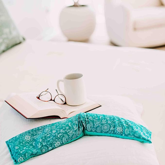 Microwave Heating Pad for Neck & Shoulders, Heated Wrap, Hot & Cold Pack, Flax Seed, Scented Unscented, Reusable Heat Therapy, Microwavable Bean Bag, 5" x 23" (Mushroom, Lavender & Peppermint)
