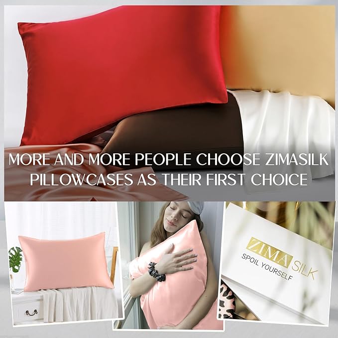 ZIMASILK 100% Pure Mulberry Silk Pillowcase for Hair and Skin Health,Soft and Smooth,Both Sides Premium Grade 6A Silk,600 Thread Count,with Hidden Zipper,1pc(Toddler 13''x18'',Coral)