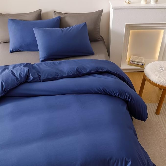 Cottonight Royal Blue Comforter Sets Queen Pure Bright Blue Bedding Comforter Queen Size Quilts Blanket Ultra Soft Breathabe Solid Bedding Set for Women Men Adults Teens