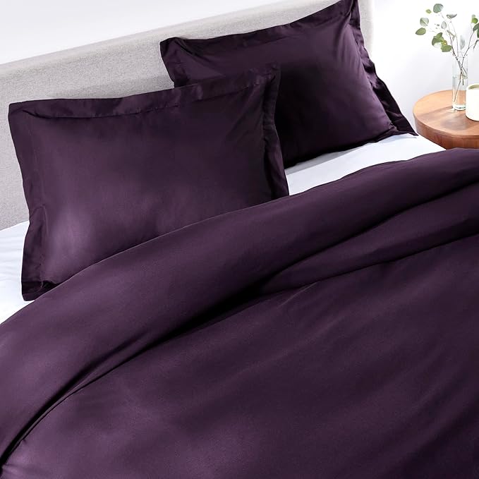 PeachSkinSheets 1500tc Level of Softness Soft Cooling Duvet Cover Set | King/Cali King Size - Eggplant