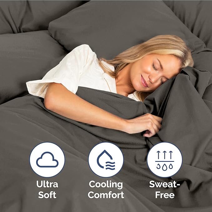 Twin XL Size 3 Piece Sheet Set - Extra Soft, Breathable & Cooling - Hotel Luxury Durable Bed Sheets for Women & Men - Deep Pockets, Easy-Fit & Wrinkle-Free - Cool Brown Oeko-Tex