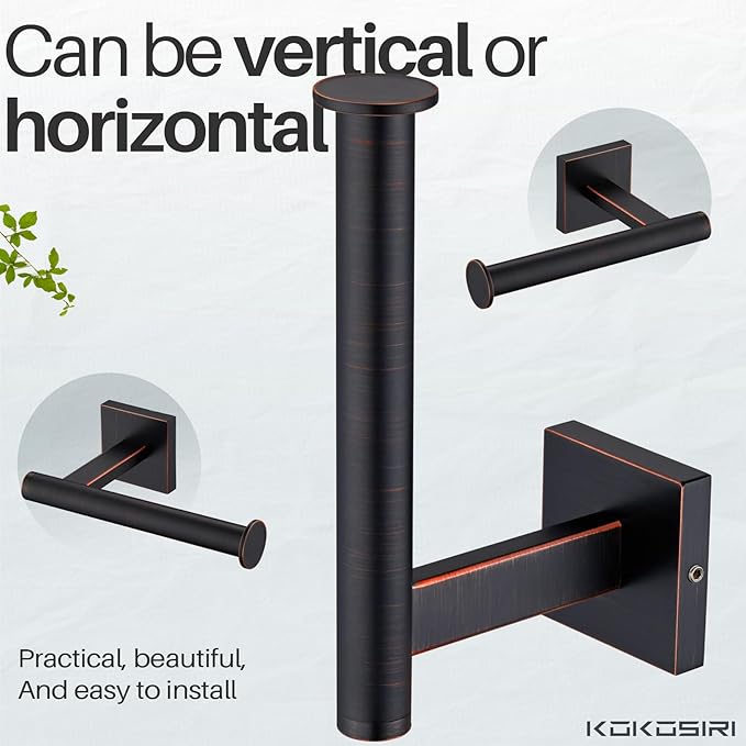 KOKOSIRI Toilet Paper Holder Oil Rubbed Bronze for Bathroom Kitchen Toilet Roll Holder Hold Mega Rolls Wall Mount, Stainless Steel 2 Pack, B2008ORB-P2