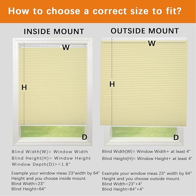 Persilux 100% Blackout Cordless Cellular Shades & Blinds Honeycomb Blinds Bottom up Thermal Insulated Window Shades for Home, Windows and Kitchen, Cream, 22" W x 80" H