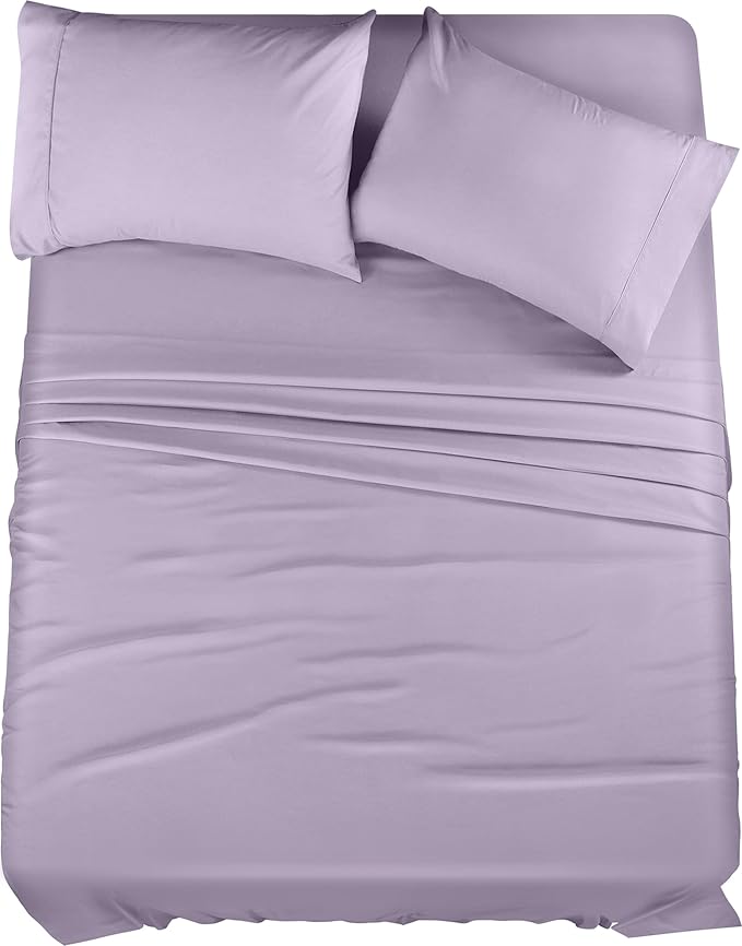Utopia Bedding King Sheet Set – 4 Piece Bed Sheets for King Size Bed, Soft and Breathable Microfiber, Includes 1 Fitted Sheet, 1 Flat Sheet and 2 Pillowcases (Lavender)