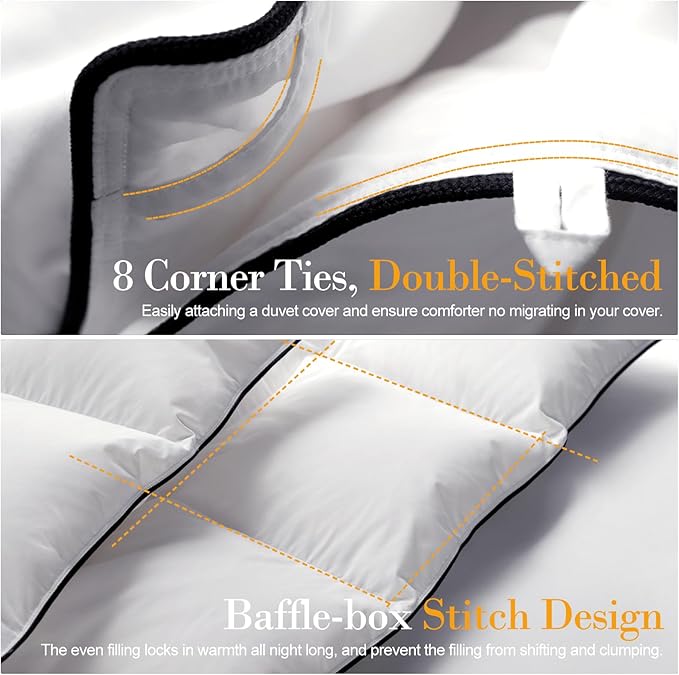 Down Fibers Comforter Queen Size,Luxurious All Seasons Hotel Collection Duvet Insert,54 Oz High Bulkiness Medium Warmth,Fluffy & Breathable for Bedroom, Guestroom, Hotel (Grey,90x90)