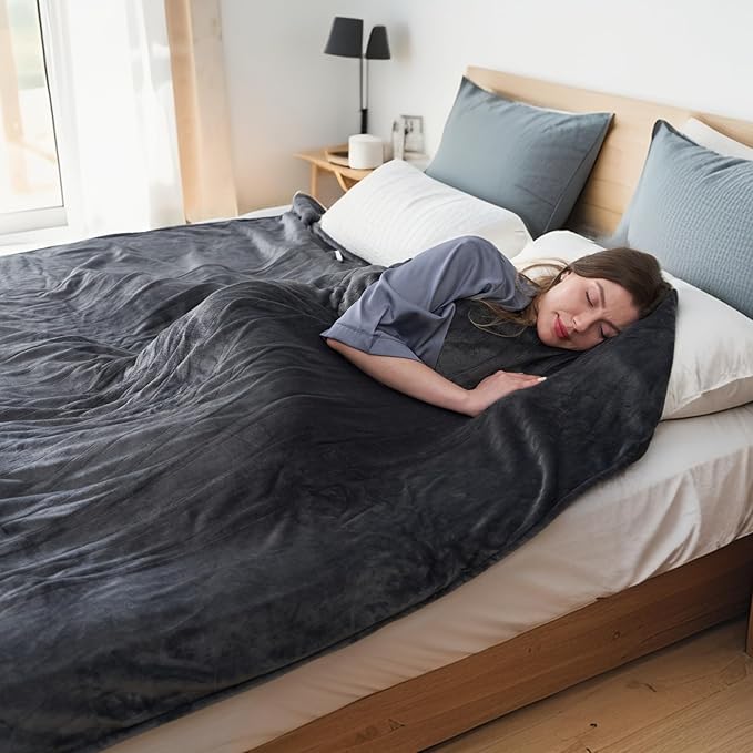 Electric Heated Blanket Queen Size 84"x 90",Dual Control Super Cozy Soft Warm with 5 Heat Levels &10 Hours Auto Off, Home Office Use & Machine Washable, Dark Gray