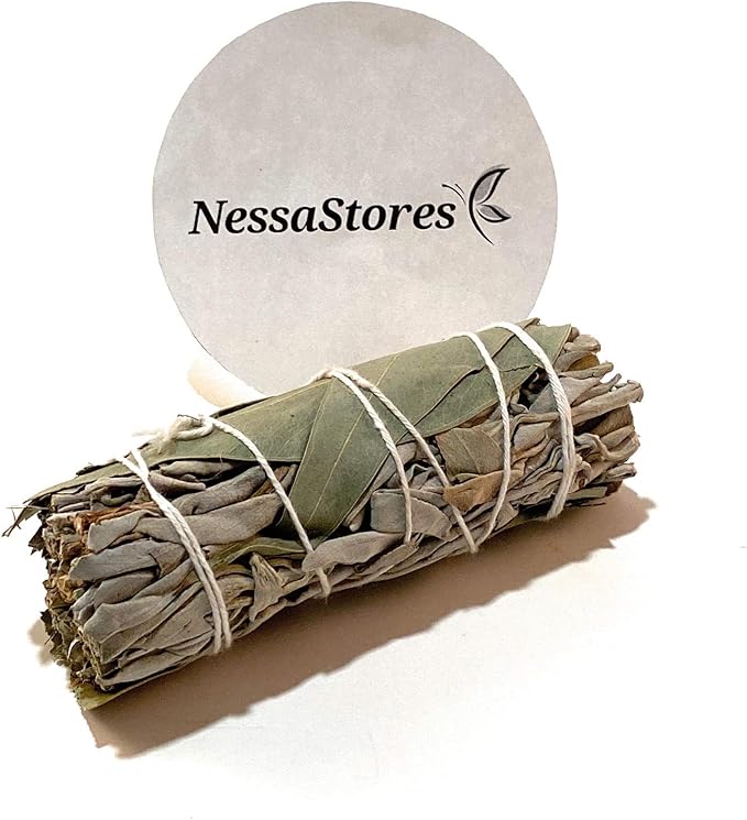 NessaStores - California White Sage + Eucalyptus Smudge Stick 4" Bundle #JC-167 (30 pcs)