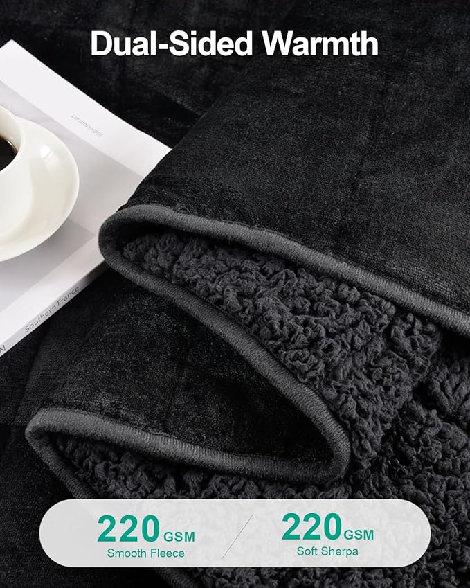 Super Fuzzy Soft Sherpa Fleece Weighted Blanket, 15 lbs Dual Sided Fluffy Heavy Weighted Blankets for Adults - No Bunching with Double Layers of Soft Inner Lining (80"x 87", 15 Pounds)