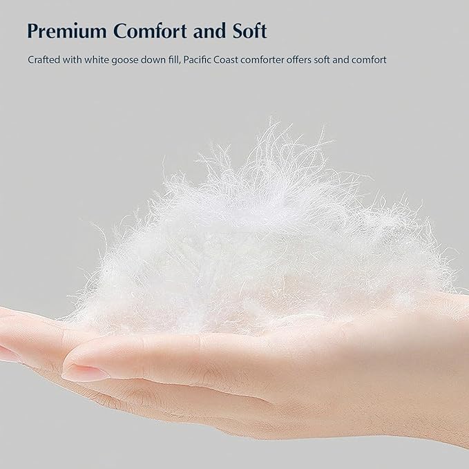PACIFIC COAST Comforter King Size, Filled in White Goose Down Bedding Comforter King Size，All Season White Luxury Hotel Fluffy Duvet Insert, 106"x90"