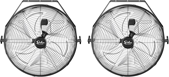 Simple Deluxe 18 Inch Industrial Wall Mount, 3 Speed Commercial Ventilation Metal Fan for Warehouse, Greenhouse, Workshop, Patio, Factory and Basement - High Velocity, Black