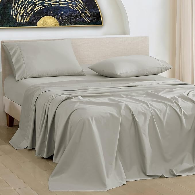 URBANHUT 1000 Thread Count Egyptian Cotton Sheets Full Size, Breathable Long Staple, 4 Pc Bed Sheet Sets, Luxury Hotel Sateen Sheets Fits 16" Deep Pocket - Silver Grey