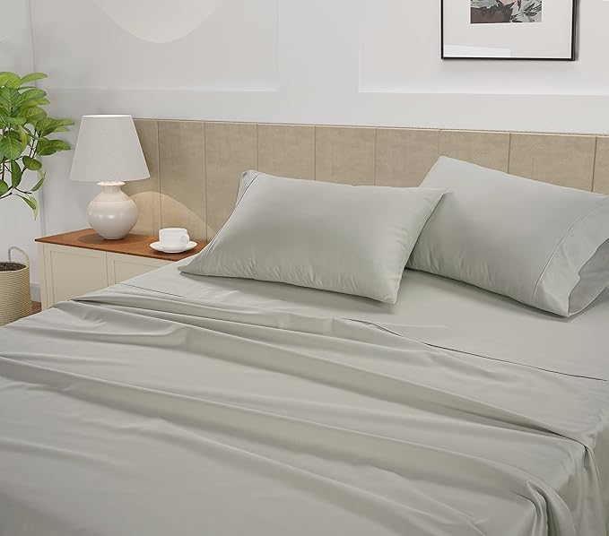 LANE LINEN Extra Long Twin Sheets – 450 Thread Count 100% Cotton Sheets, Soft Sateen Weave, Cooling & Fade-Resistant, 15” Deep Pocket Twin XL Sheet Set, Moonstruck