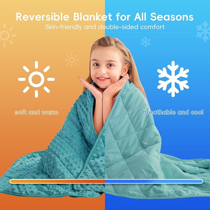 yescool Twin Size Weighted Blanket for Adults 12 Pounds Teal Cooling Weighted Heavy Blanket, Minky Throw Blankets Warm Weighted Comforter, Big Washable Thick Blankets Gift for 100-150lbs, 48 * 72in