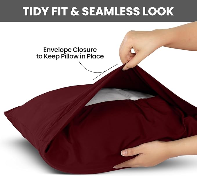 Pillow Covers by Utopia Bedding - Standard Size 2-Pack – Soft Brushed Microfiber – Perfect for Hospitals, Hotels, Guest Rooms – Oeko-TEX Certified, 20x26 Inches (Burgundy)
