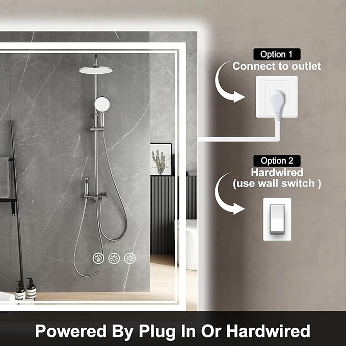 24x36 Inch LED Bathroom Mirror with Frontlit & Backlit（Independent Control）, Lighted Mirror for Bathroom Wall with 3-Color Dimmable & Anti-Fog, Vanity Mirror with Lights