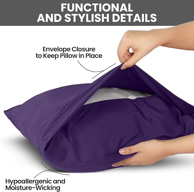 Pillow Covers by Utopia Bedding - Queen Size 2-Pack – Soft Brushed Microfiber – Perfect for Hospitals, Hotels, Guest Rooms – Oeko-TEX Certified, 20x30 Inches (Egg Plant)