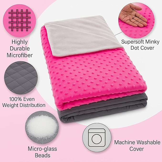 hazli Super-Soft Kids Weighted Blanket 5 Pounds - Weighted Blanket for Kids - Easy to Clean, Washable Minky Cover - 36x48 Inches 5lbs Child - Small Heavy Blanket for Girls and Boys