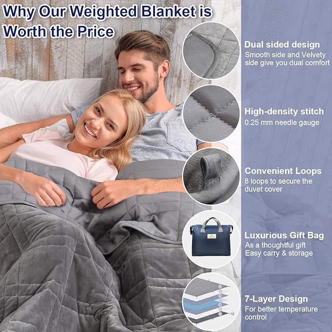 OMYSTYLE Queen Size Weighted Blanket 80''x87''(30lbs, Double-Sided), Warm Short Plush and Cool Tencel Fabric Reversible Weighted Blanket for Adult - Carry Bag Included
